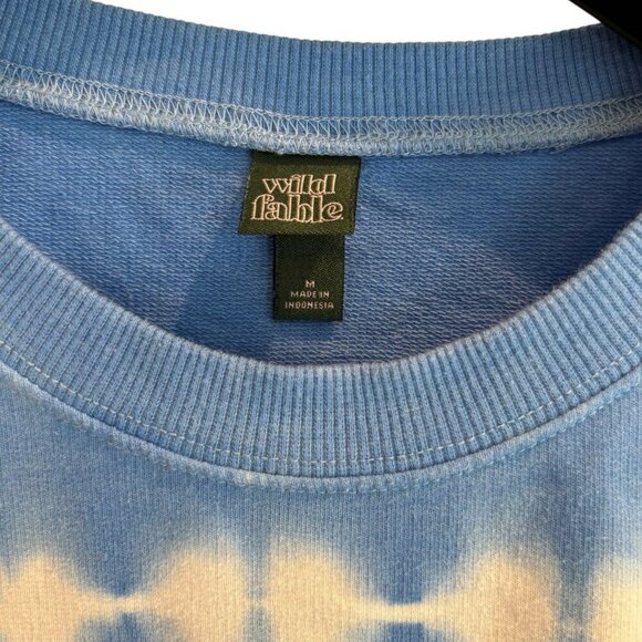 Wild Fable Tie Dye Long Sleeve Shirt Blue‎ White Cotton Crewneck Women’s M Y2K - Picture 3 of 4